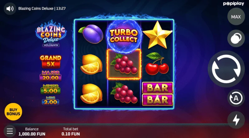Blazing Coins Deluxe ecranul de joc